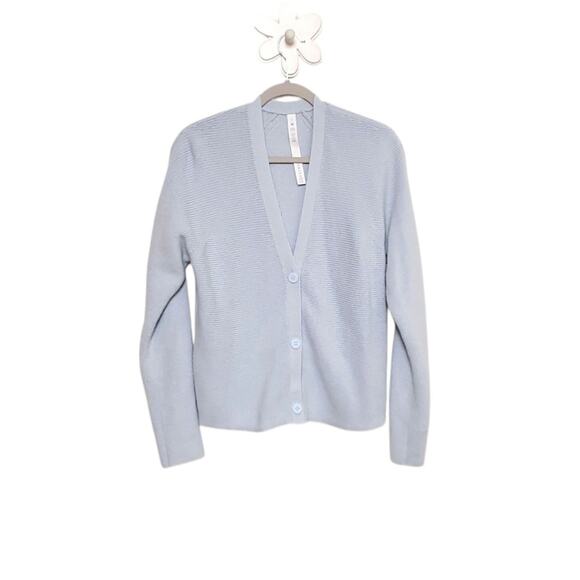 LULULEMON Blue Merino Wool Blend Button Front Cardigan - Picture 2 of 11